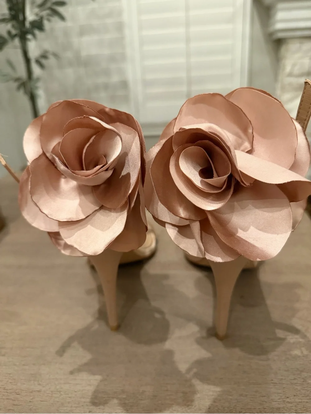 Women's Satin Floral Corsage Ankle Strap Stiletto Heel 10M